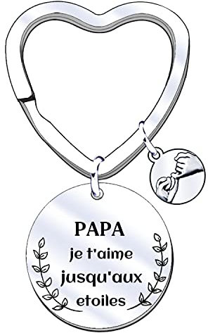 JRZDFXS Cadeau Papa Noel,Porte clef Papa je t'aime,Papa Porte-clés Cadeau,Porte-clés de de Papa,Cadeau de fête des pères,Cadeaux d'anniversaire,Cadeaux de Famille (3)