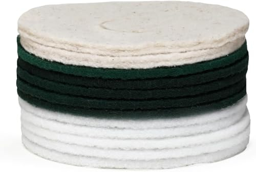 bopro Padset zum (End-) Polieren - Einmassieren von Ölen - ideal für Polier- und Einscheibenmaschinen wie Floorboy XL300, Z12s, EEM13 (5 x grüne, 5 x weiße Normalpads) | 12/13 Zoll