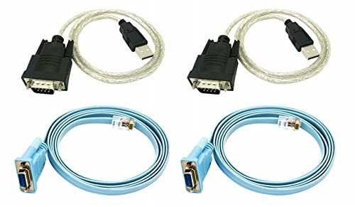 KVSERT 2X RJ45 Network Cable Serial Cable Rj45 to DB9 and RS232 to USB (2 in 1) CAT5 Ethernet Adapter LAN Console Cable