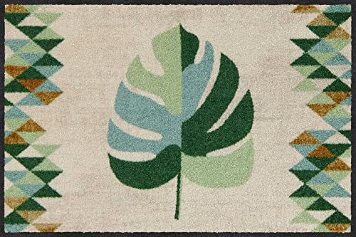 Salonloewe Fußmatte Wild Monstera Green 050x075 cm Fußabtreter Sauberlaufmatte draußen Fussmatte Indoor Schmutzfänger Outdoor