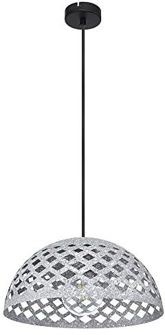Hängelampe Pendelleuchte Hängeleuchte Wohnzimmerlampe Esszimmerleuchte Küchenlampe, schwarz Metall grau rautenförmigen Stanzungen, höhenanpassbar, E27, H 120 cm