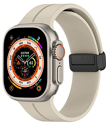Magnet Armband für Apple Watch Armband 46mm 45mm 44mm 49mm 42mm 40mm 41mm 38mm Herren/Damen,Weich Silikon Sport Band für Apfelband iWatch Series 10/9/8/7/6/5/4/3/SE/Ultra/2 49mm,Polarstern