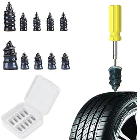 CUHZA 10 pcs Gummi Nagel,Reifen Reparatur Nägel,Reifen-Reparatur-Nägel-Gummi-Nagel,Schlauchlose Reifen-Reparaturset, Schnelles Werkzeug Reifenreparaturnagel, für Fahrrad, Motorrad, LKW(5S + 5L)