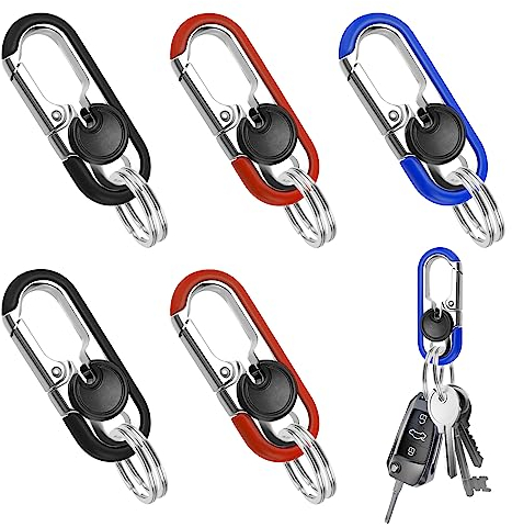 EKOCEV 6 Stück Karabiner Schlüsselanhänger Auto Schlüsselanhänger mit Schlüsselring, 3 Farben Taillen Schlüsselanhänger aus Metall für Auto Herren und Outdoor