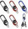 Porte-clés de Voiture, 6 Pièces Mousqueton Porte-clés, Porte-clés en Alliage de Zinc avec 2 Anneaux, Accessoire de Porte-clés de Voiture Commercial (Noir, Bleu, Rouge)