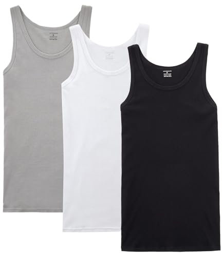 NUOZA Canottiera Uomo Pacco da 3 100% Cotone Canottiera-Nero Bianco Grigio,L