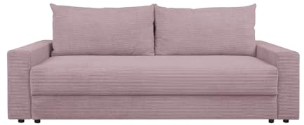 BLACK RED WHITE® Schlafsofa Garcia | Sofa mit Schlaffunktion und Bettkasten Klappsofa | Schlafcouch | Sofagarnitur Modern | in rosa