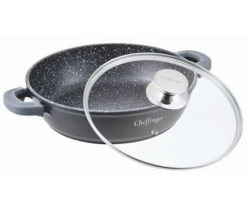 Pfanne Bratpfanne Schmorpfanne mit Glasdeckel Aluguss Ø 32 CF-SC32