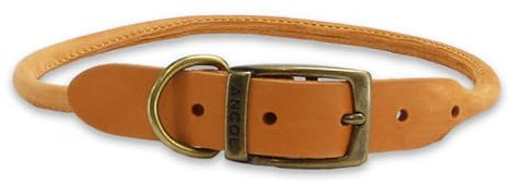 Ancol Timberwolf Round Leather Dog Collar in Mustard - Comfortable Top Grain Bridle Leather Pet Accessory - Adjustable Puppy Neckband - 39-48cm Size 5