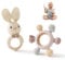 Promise Babe Greifling Baby Holz Sensorische Beißring Spielzeuge Silikon Beißring Montessori Motorikspielzeug Geschenk Baby Geschenke zur Geburt (Rabbit Set)