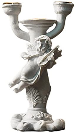 Duiaynke Engel Kerzenhalter aus Kunstharz, Dekofigur, Kandelaber, Kerzenständer, Engelsfiguren (Doppelkopf)