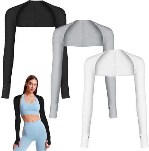 EMAGEREN 3 Piezas Mangas de Brazo, Mangas de Protección UV para Mujer con Agujero, Mantón Refrescante para Brazo, Protector Sol Brazo, Manga Brazo para Ciclismo, Conducir, Correr, Senderismo, Golf