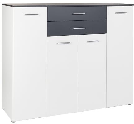 Arthur Berndt Kommode Sideboard Lowboard Weiß Anthrazit