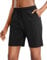 EUHOM Bermuda Shorts Damen Sommer Kurze Hose Sporthose Knielang Baumwoll Sport Shorts High Waist Laufshorts Kurze Jogginghose Lässige Sweatshorts mit Taschen(Schwarz, L)