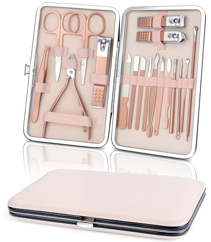 AiQInu Nagelknipser,18-teiliges Maniküre Pediküre Set,Nagelknipser set, Professionelle Edelstahl-Nagelpflege-Werkzeuge, Beauty Nagelpflege Kit zur Hand- & Fußpflege, für Zuhause, Reisen