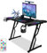 Izrielar Escritorio para juegos con LED 140 x 60 cm, mesa para videojuegos con diseño de estructura en Z, mesa ergonómica para gamer, mesa de ordenador con gancho para auriculares y soporte para
