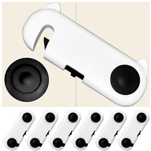 Taeku Kindersicherung Schrank, 6 Stück Langlebig Schubladensicherung für Babys mit Starke Kleber Schrank Schloss für Schrank Kühlschrank Schubladen (Schwarz)