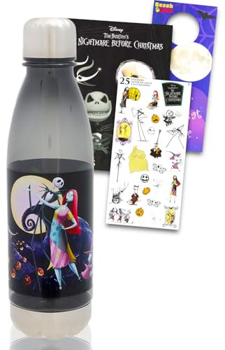 Nightmare Before Christmas Water Bottle for Girls - Bundle with Jack Skellington Reusable Water Bottle for Home, School, Sports Plus Stickers, More | Nightmare Before Christmas Water Bottle for Kids