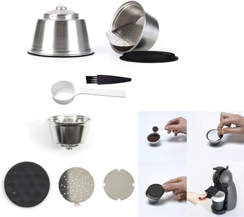 Capsule à café réutilisable en métal pour Dolce Gusto - Alternative durable et écologique aux capsules jetables - Argenté