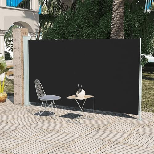 Césped y jardín, vida al aire libre, sombrillas y sombrillas para exteriores, toldo lateral para patio, terraza, 160 x 300 cm, color negro