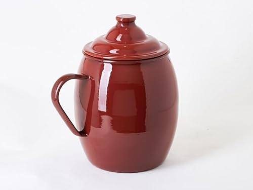 Olla Puchero Abombado Porcelana Esmaltado Color Teja 4 Litros