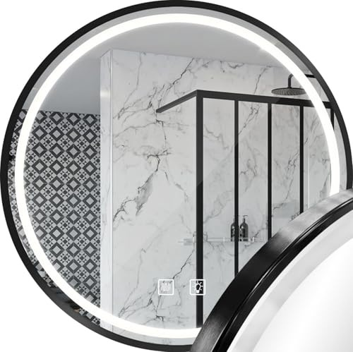 Rea - Spiegel, P11398 MMJ Led 90Cm, Rund, Schwarz