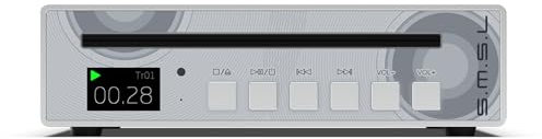 SMSL PL100 Lettore CD per casa, Chip CS43131, Supporto C D-R/C D-RW/CD MP3, Uscite RCA/3.5mm Cuffie Jack/Ottico/Coassiali Digitali (Argento)