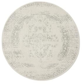 benuta Basic Teppich Sia - Creme/Taupe 160 cm Rund - Kunstfaser - Rund & im Style: Vintage, Boho-Style, Retro - Pflegeleicht für Wohnzimmer Schlafzimmer
