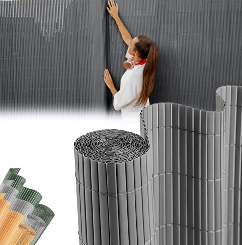 STREND PRO PVC Sichtschutzmatte für Garten, Terrasse | Antrazit | 2m Hoch, 3m Länge | Wetterfester Sichtschutzzaun für Privatsphäre und Windschutz | Gartensichtschutz ohne Bohren, Gartenzaun