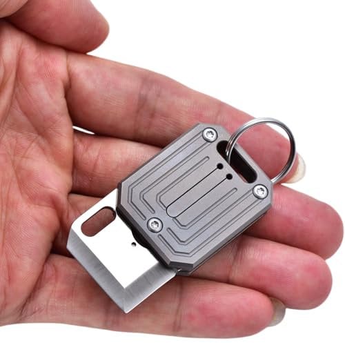 JPCRMOV Folding Pocket Cutter with Bottle Opener, Titanium Handle, Portable Multi EDC Tool for DIY, Camping, Hiking