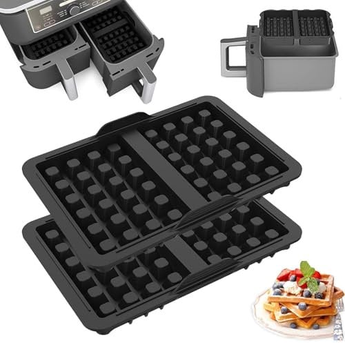 2 Pcs Silicone Air Fryer Liner, Air Fryer Waffle Moulds Soft and Durable Silicone Waffles Mould Accessories for Ninja AF400UK AF400UKCP AF451UK SL400UK