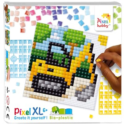 Pixel P41063 - Pixelplatte XL Bagger, Setflexible Grundplatte, für Kinder zum Selbstgestalten, kinderleichtes Stecksystem, ohne Bügeln und Kleben, Steinchen aus Biokunststoff
