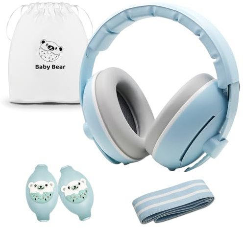 Anluomafuy Protectores Auditivos para Bebés, Cascos Ruido Niños, 2 en 1 Cascos Bebe Antiruido, Diadema Ajustable para Antideslizante y Sin Presión, Auditiva Ideal para Bebés