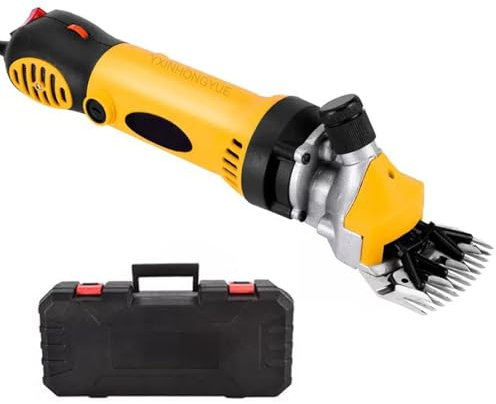 YXINHONGYUE Portable Horse Clipper Includes Storage Box And Carbon Brush Adjustable Spacing Livestock Hair Trimmer 76Mm in Diameter for Sheep Alpacas Goats (900W/220V),Yellow,220V