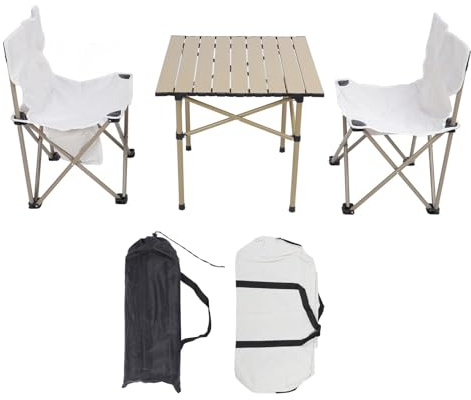 Denash Campingtisch-Stühle-Set, Leichter Tragbarer Klapptisch und Stühle aus Aluminiumlegierung mit Aufbewahrungstaschen, für Camping-Picknicks Im Freien, Autoreisen