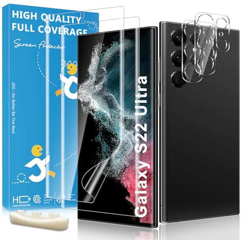 JavoYion 2+2 Pack for Samsung Galaxy S22 Ultra Screen Protector EPU Film | Lens Protector Included, Alignment Tool Included, Fingerprint Compatible, Self-Healing, HD Clear, Touch Sensitive