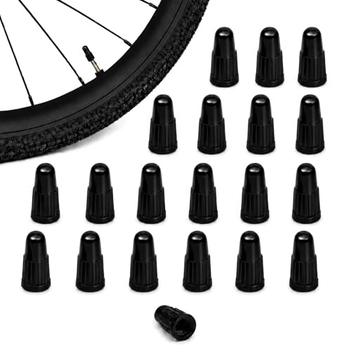 20 Pièces Bouchons de Valve Presta pour Vélo, Capuchons de Valve Française et Sclaverand, Bouchons Antipoussière en Plastique pour VTT, Route, Ville, Vélo Électrique, Trekking, Noir