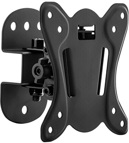 deleyCON Universal Supporto a Muro per TV & Monitor - 13 - 27 Pollici (33cm - 69cm) - Fino a 20Kg & VESA 100x100mm - Inclinabile + Orientabile - Distanza dal Muro Solo 75mm