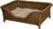 Großer Rattan Hundekorb geflochten Hundebett Rattan Korb Hund Hundecouch hoch mit Kissen (Vintage Braun)