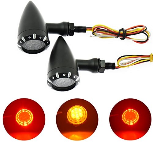 HDBUBALUS Motorcycle 10mm Black LED Brake Blinker Light Turn Signal Indicator Fit for Harley Cruiser Chopper Black