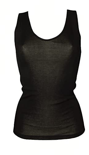 RAGNO Camiciola Donna Cotone Filo di Scozia Scollo V Canottiera Spalla Larga Articolo 028192 Natural IPOALL SL, 020N Nero, 3XL