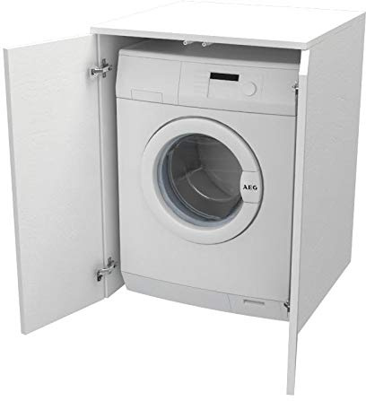Ve.Ca. Möbelstück mit Türen, aus Holz, Waschmaschinen- und Trocknerabdeckung, verschiedene Farben, auch auf Maße, Waschküche, Badmöbel Bianco Frassinato