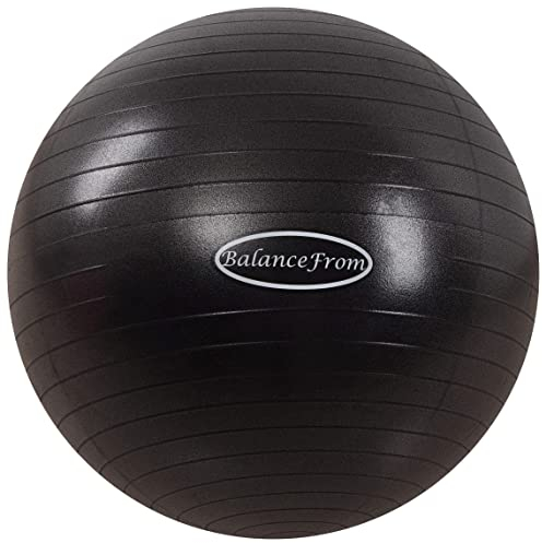 BalanceFrom Unisex – Erwachsene Exercise Ball Gymnastikball, Schwarz, 23-26in (58-65cm), L