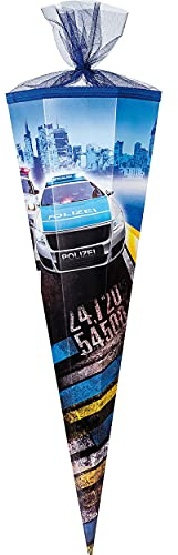 alles-meine.de GmbH personalisierte 3D Bänder - Schleife - verschiedenes Zubehör frei wählbar - passend für Schultüte - Polizei Auto - 22/35 / 50/70 / 85 cm - Zuckertüte ALLE..