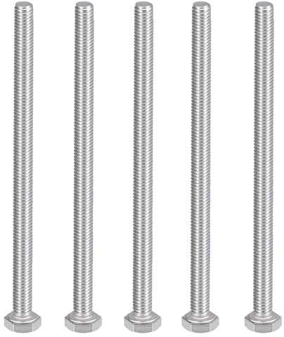 MroMax Lot de 5 boulons hexagonaux M6 - 1 x 100 mm UNC à tête hexagonale en acier inoxydable 304 entièrement filetés