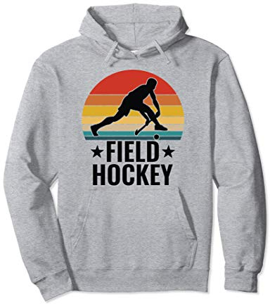 Field Hockey Funny Slogan Pun Gift - Retro Sunset Design Pullover Hoodie