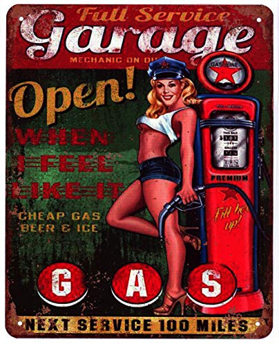 Blechschild Full Service Garage Tankstelle 20 x 25 cm Deko Schild mit Aufdruck Aufschrift