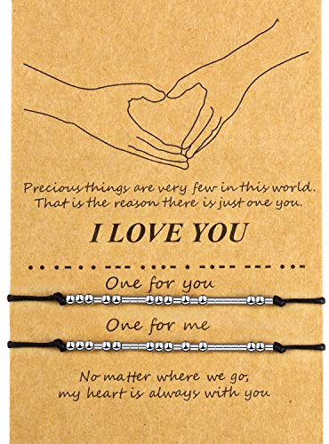 I Love You Morse Code Armband Paare Armbänder I Love You Jubiläum Geschenke für Sie und Ihn Valentinstag Freundschaft Pärchen Armband Geschenk
