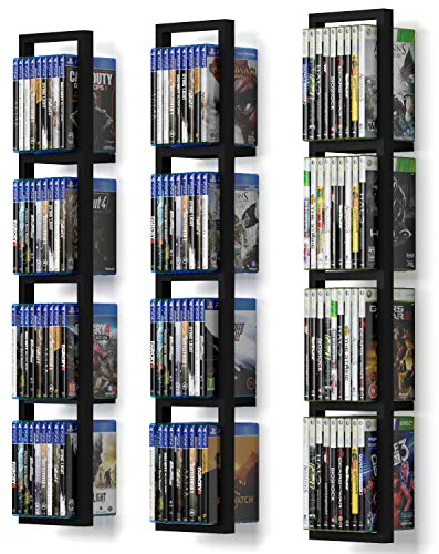 You Have Space Black Floating Shelves for Wall, 34 Inch Video Games CD DVD Storage Shelves, Cube Storage Organizer Shelf Set of 3