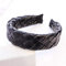 Stirnband Haarband Damen Geflochtenes Haarband Aus Leder Für Frauen Haarschmuck-Schwarz